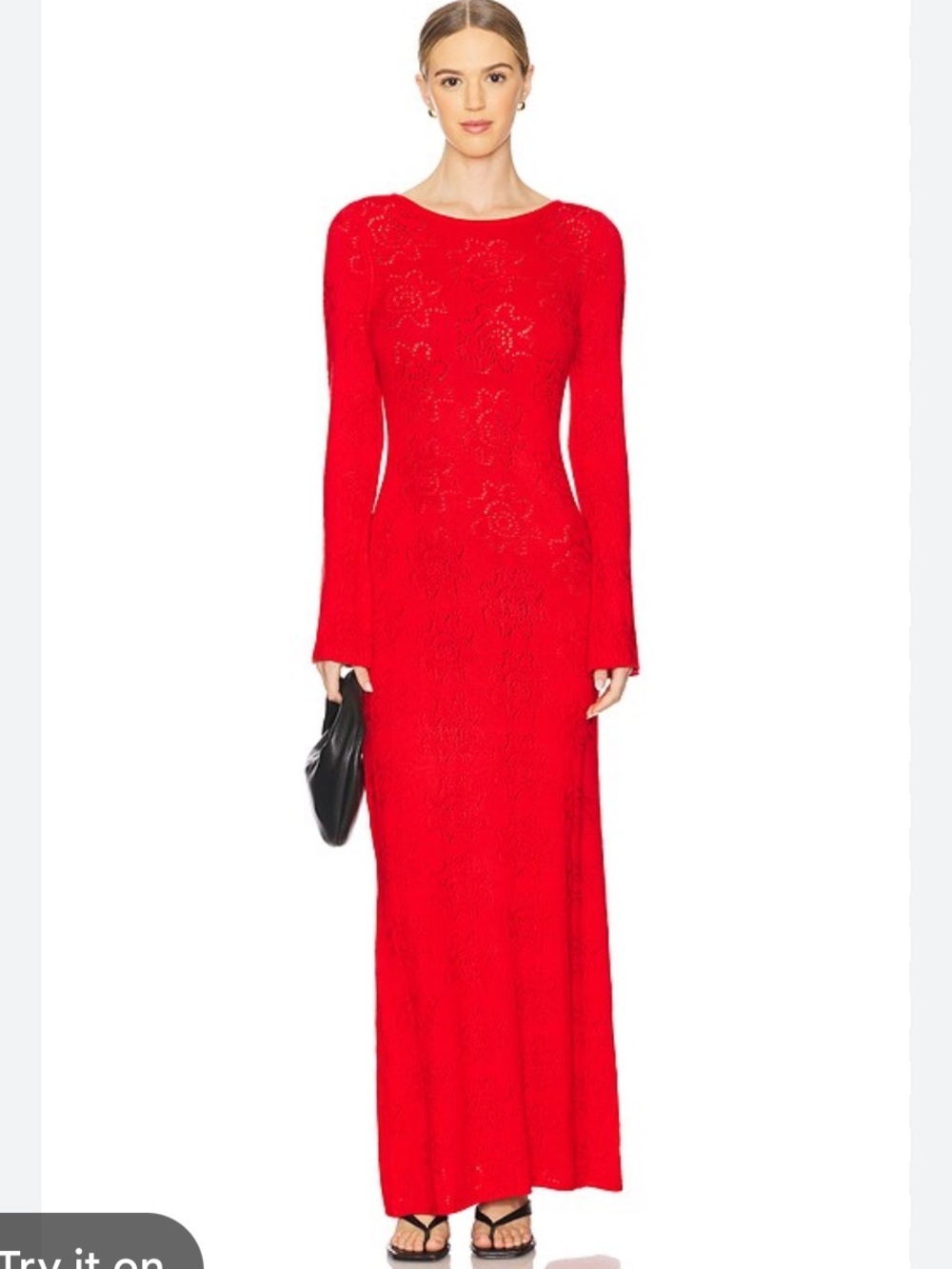 NWT The Wolf Gang Bettina Maxi Dress in Dahlia Red Long Sleeve Lace Size XS